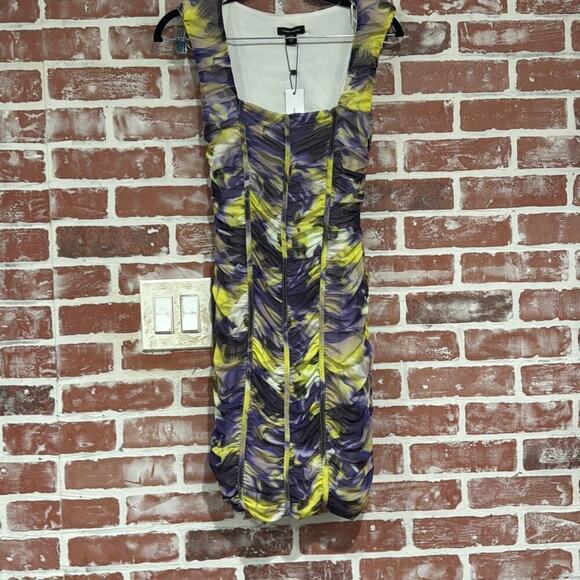 NWT Karen Millen Colour Flash Ruched Bodycon Mini Dress US Size 6. - Picture 2 of 9